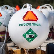 Rows of tanks filled with ammonia