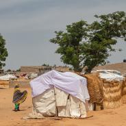 Refugee camp in Africa, full of people who took refuge due to insecurity and armed conflict