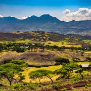 Ethiopia. Lalibela countryside, Lasta Mountains in the background.