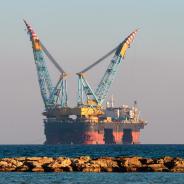 Oil and gas rig off the coast of Cyprus. 