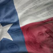 Texas flag superimposed on $100 bill