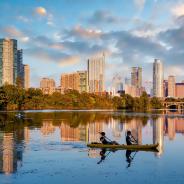Austin city downtown skyline cityscape of Texas.