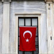 Turkish flag on a government building. 