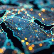 Conceptual map visualizing the global interconnectedness of Saudi Arabia in the Middle East and North Africa.