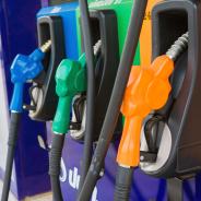 Close up of colorful fuel pumps