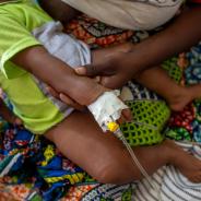 Child receiving treatment at health center at NGO in Dapaong, Togo.