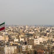 Iranian flag flying in Tehran
