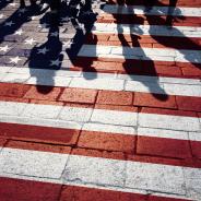 American Flag People Walking