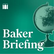 Podcast artwork with globe for "Baker Briefing"