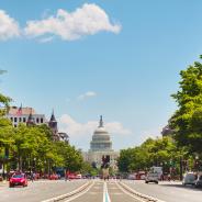 View of US Capitol from street