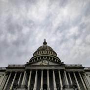 U.S. Capitol with grey sky above