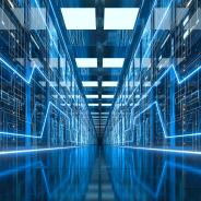 Server racks in computer network security server room data center, 3d rendering. Downloaded Server racks in computer network security server room data center