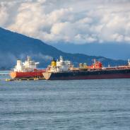 Oil ship in sea, Strait of Hormuz.