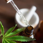 Macro close up of droplet dosing a biological and ecological hemp