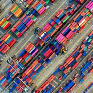 colorful cargo containers diagonal image