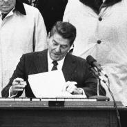 President Ronald Reagan signing bill