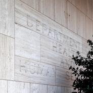 Washington D.C., USA - February 29, 2020: Sign of U.S. Department of Health and Human Services at their headquarters building in Washington, D.C. 