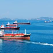 Oil ship in sea.