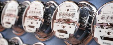 Rows of electricity meters.