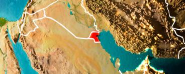 Map of Middle East centered on Kuwait