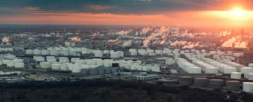 Texas refineries at sunset.