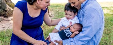 A family at a park.