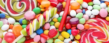 Assorted colorful candies.
