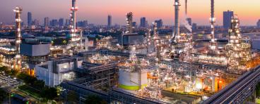 Fuel refinery at dusk