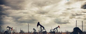Many oil pumps at work in a field.