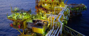 Oil rig at night