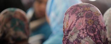 Women in hijab in a crowd