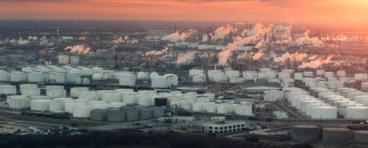 Texas refineries at sunset