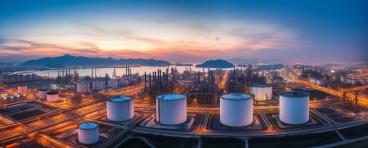 Oil refinery at twilight