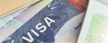 United States visa on passport background