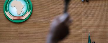 Senegal's president and chairperson of the African Union address the public