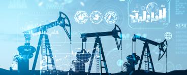  Petroleum extraction and stock market hud with chart, statistics and data.