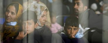 Evacuees from Afghanistan wait to fly to the U.S. at a German air base on Sept. 1, 2021.