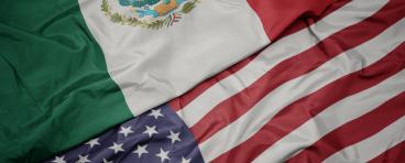 Flag of United States of America and national flag of Mexico
