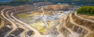Aerial view of Dolomite mine excavation