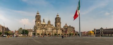 Panoramic view of Zocalo and Cathedral - Mexico City, Mexico