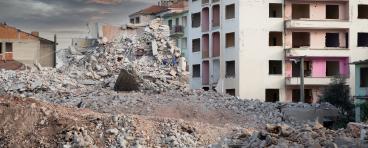 Debris left in city after war bombardment