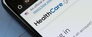Login page of HealthCare.gov, a health insurance exchange website operated under the United States federal government.
