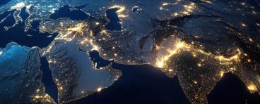 Map of Middle East at night from space