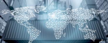  Network connection partnership and world map with port