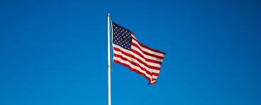 U.S. flag waving in wind