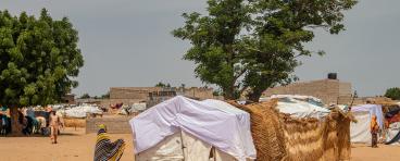 Refugee camp in Africa, full of people who took refuge due to insecurity and armed conflict