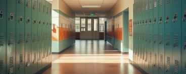 Empty school hallway.