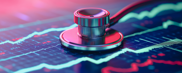 Stethoscope and digital health chart concept.