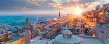 Old town with bright blue sky, Mardin, Turkey
