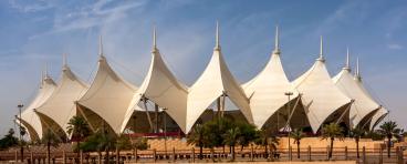 External view of King Fahd International Stadium in Riyadh, Saudi Arabia
